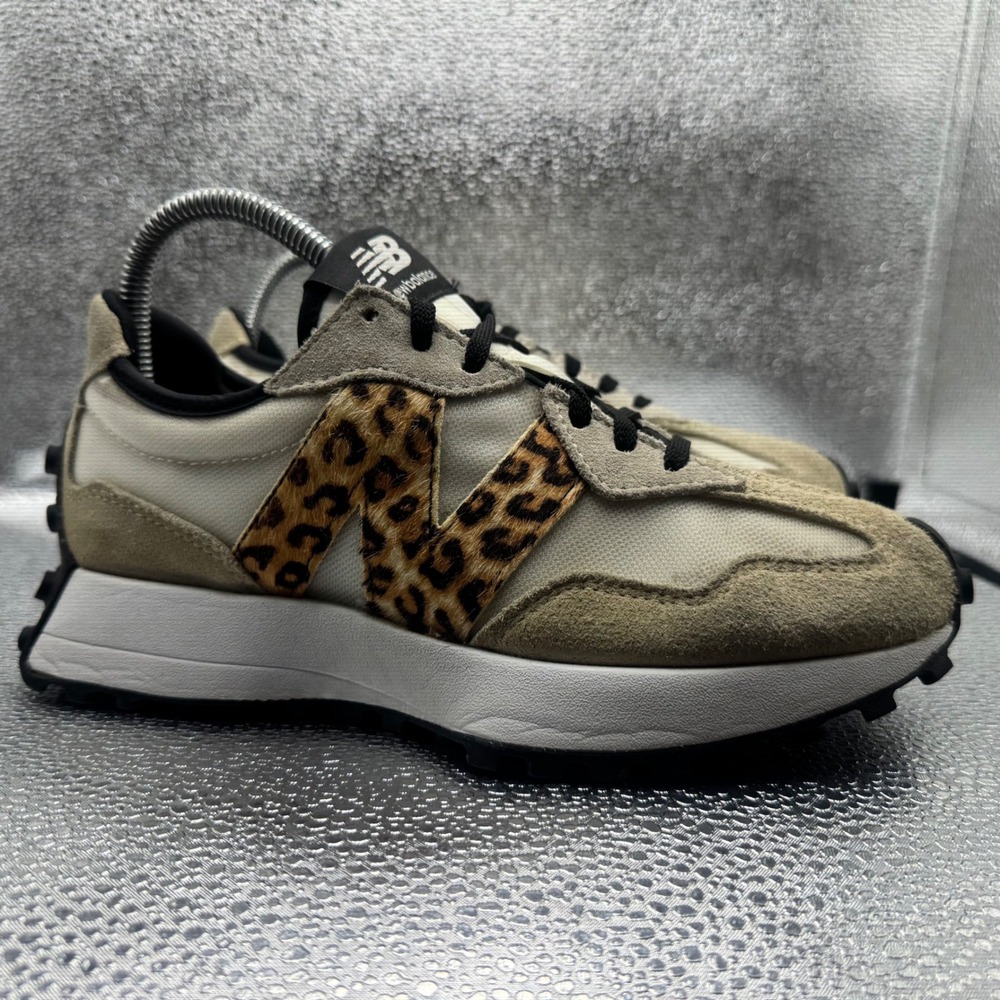 Size 7 New Balance 327 Sneakers Womens Cream Excellent Leopard Print WS327SD